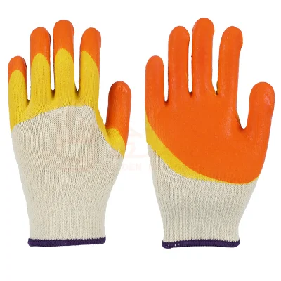 Gants en coton direct d'usine gants de travail de sécurité à poignée rugueuse enduits de paume en caoutchouc de latex lisse