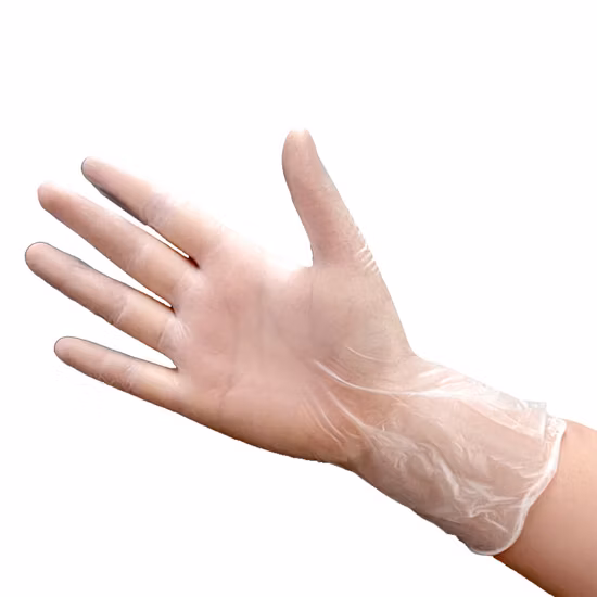 Gants en vinyle médical transparents en poudre/sans PVC (certifiés ISO, CE)