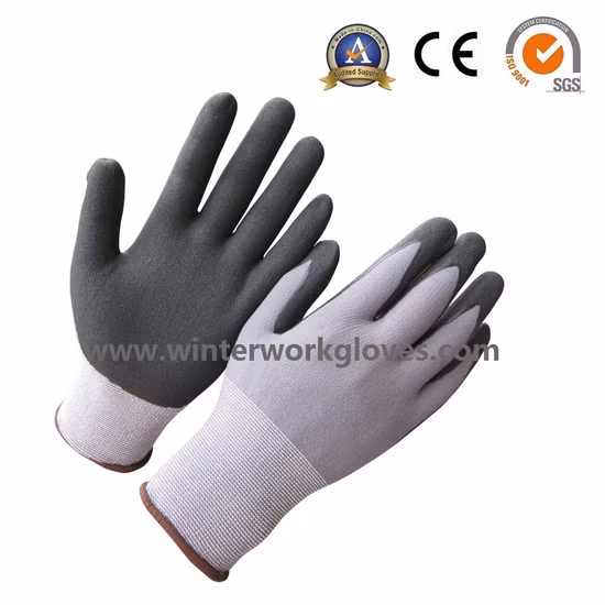 Gants de protection en nylon Spandex Super Flex Sandy Nitrile Safety Work Gants
