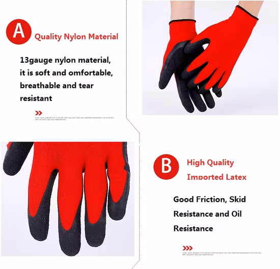 Gants de travail de sécurité enduits froissés en latex FR388 pour le ménage de jardinage