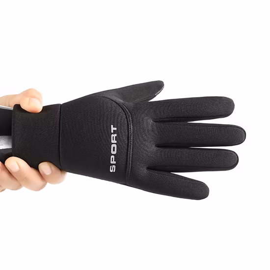 Gants noirs tous doigts, gants chauds pour sports de plein air