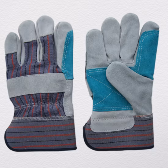 Gant de travail certifié CE à double paume en cuir fendu de vache-3060.05